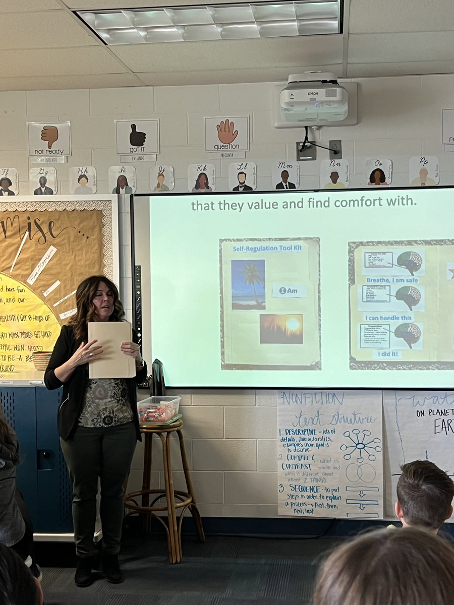 MrsMarshallTSC's tweet photo. @WYEPrincipal Hawks hosting @ConsciousD ‘s Jenny Barkac today! Brain Smart Starts (eye contact/presence/touch/playful situation) and 5 Steps to Regulation are our learning 🎯’s today! @TSCBrainBrigade #CDatTSC #TSCMind https://t.co/ehlA1wc0I7