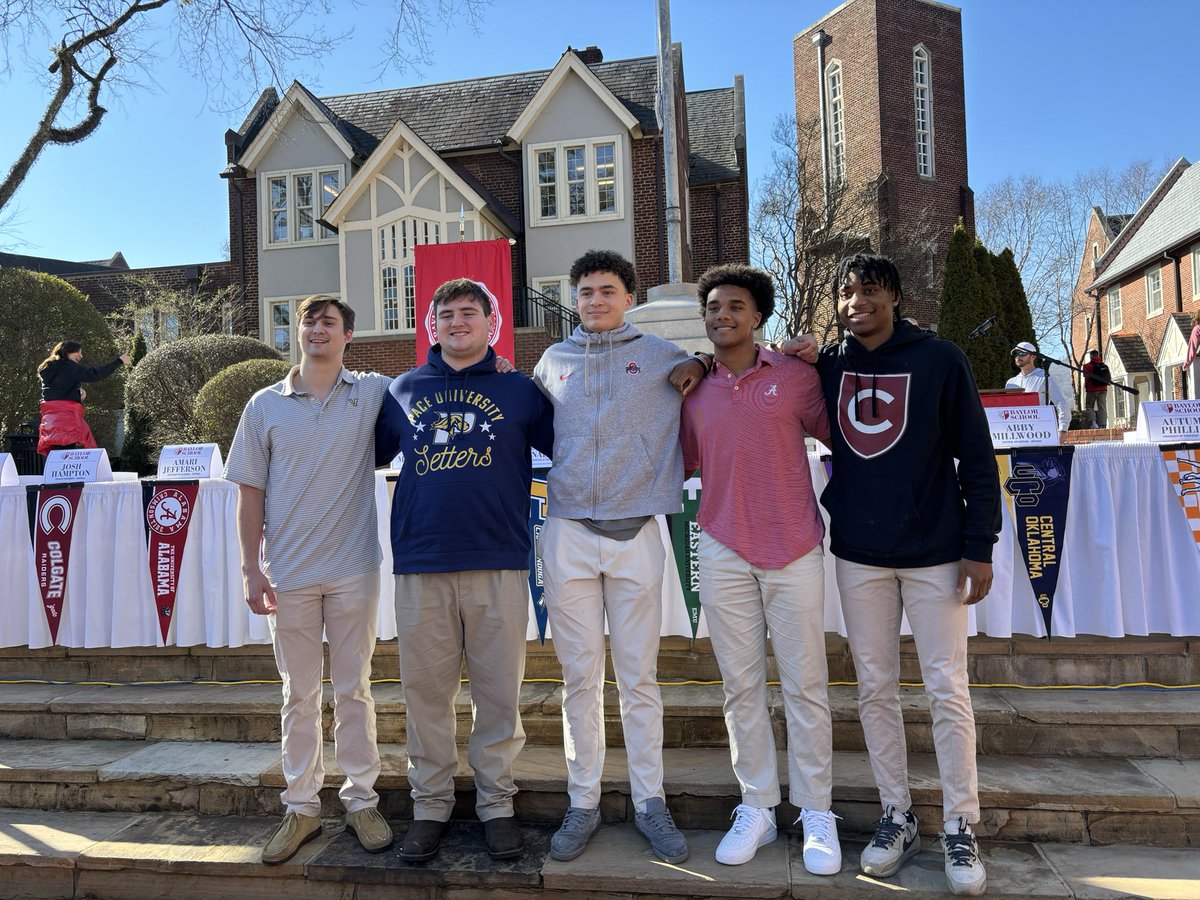 Samantha Casano (@samantha_casano) on Twitter photo 📍<a href="/baylorschool/">Baylor School</a>
Big congrats to:
•Amari Jefferson (<a href="/AlabamaFTBL/">Alabama Football</a>)
•Max LeBlanc (<a href="/OhioStateFB/">Ohio State Football</a>)
•Whit Muschamp (<a href="/VandyFootball/">Vanderbilt Football</a>)
•Dom Clifford (@PaceUFootball1)
•Josh Hampton (<a href="/ColgateFB/">Colgate Football</a>)
<a href="/BaylorSchoolFB/">Baylor School Football</a> @RaiderReCap <a href="/Local3News/">Local 3 News</a> <a href="/Local3Sports/">Local 3 Sports</a> #NationalSigningDay 📍<a href="/baylorschool/">Baylor School</a>
Big congrats to:
•Amari Jefferson (<a href="/AlabamaFTBL/">Alabama Football</a>)
•Max LeBlanc (<a href="/OhioStateFB/">Ohio State Football</a>)
•Whit Muschamp (<a href="/VandyFootball/">Vanderbilt Football</a>)
•Dom Clifford (@PaceUFootball1)
•Josh Hampton (<a href="/ColgateFB/">Colgate Football</a>)
<a href="/BaylorSchoolFB/">Baylor School Football</a> @RaiderReCap <a href="/Local3News/">Local 3 News</a> <a href="/Local3Sports/">Local 3 Sports</a> #NationalSigningDay