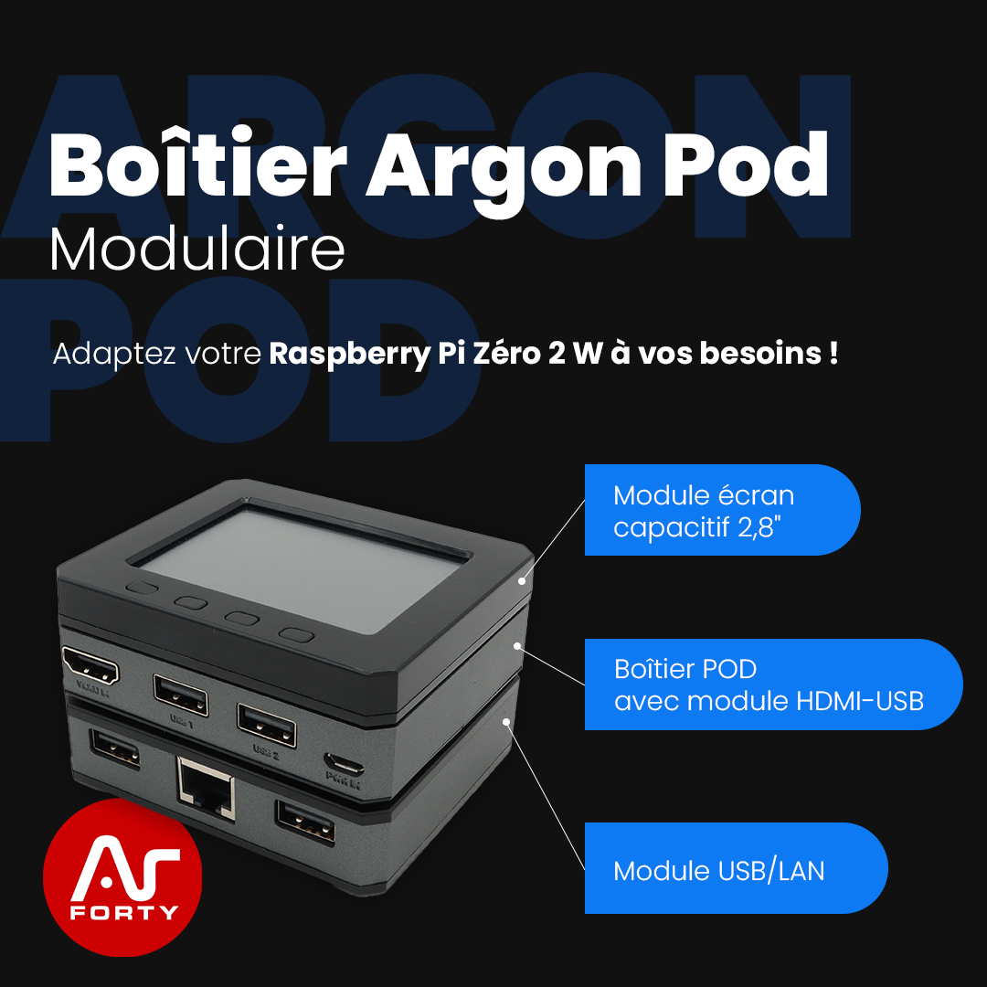 🆕 Boîtier Argon POD 🆕 🔥 Conçu pour étendre ports et connectivité de votre Pi Zéro 2 W 🚀 Boîtier POD extensible avec le module écran capacitif 2,8' et le module USB/LAN 🛠️ Configuration modulaire selon vos besoins 👉 kubii.com/fr/s-1/nouveau…