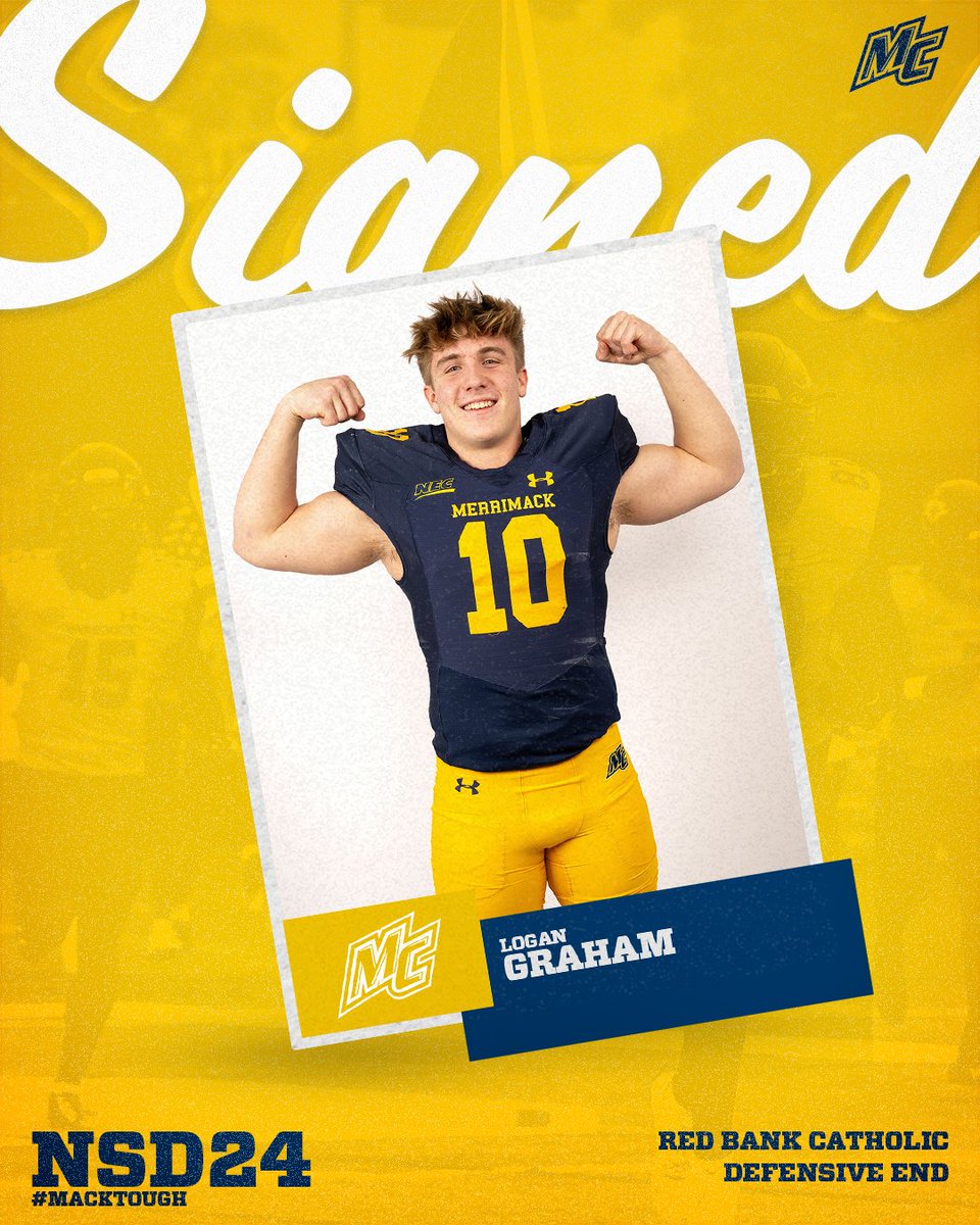 Merrimack Football (@merrimack_fb) on Twitter photo Excited for the next era of the #MackToughMovement! Adding another workhorse to the defense from Jersey ā¼ļø #STRAIN #FAST
<a href="/LoganGraham38/">Logan Graham</a> <a href="/MC_Athletics/">Merrimack Athletics</a> Excited for the next era of the #MackToughMovement! Adding another workhorse to the defense from Jersey ā¼ļø #STRAIN #FAST
<a href="/LoganGraham38/">Logan Graham</a> <a href="/MC_Athletics/">Merrimack Athletics</a>