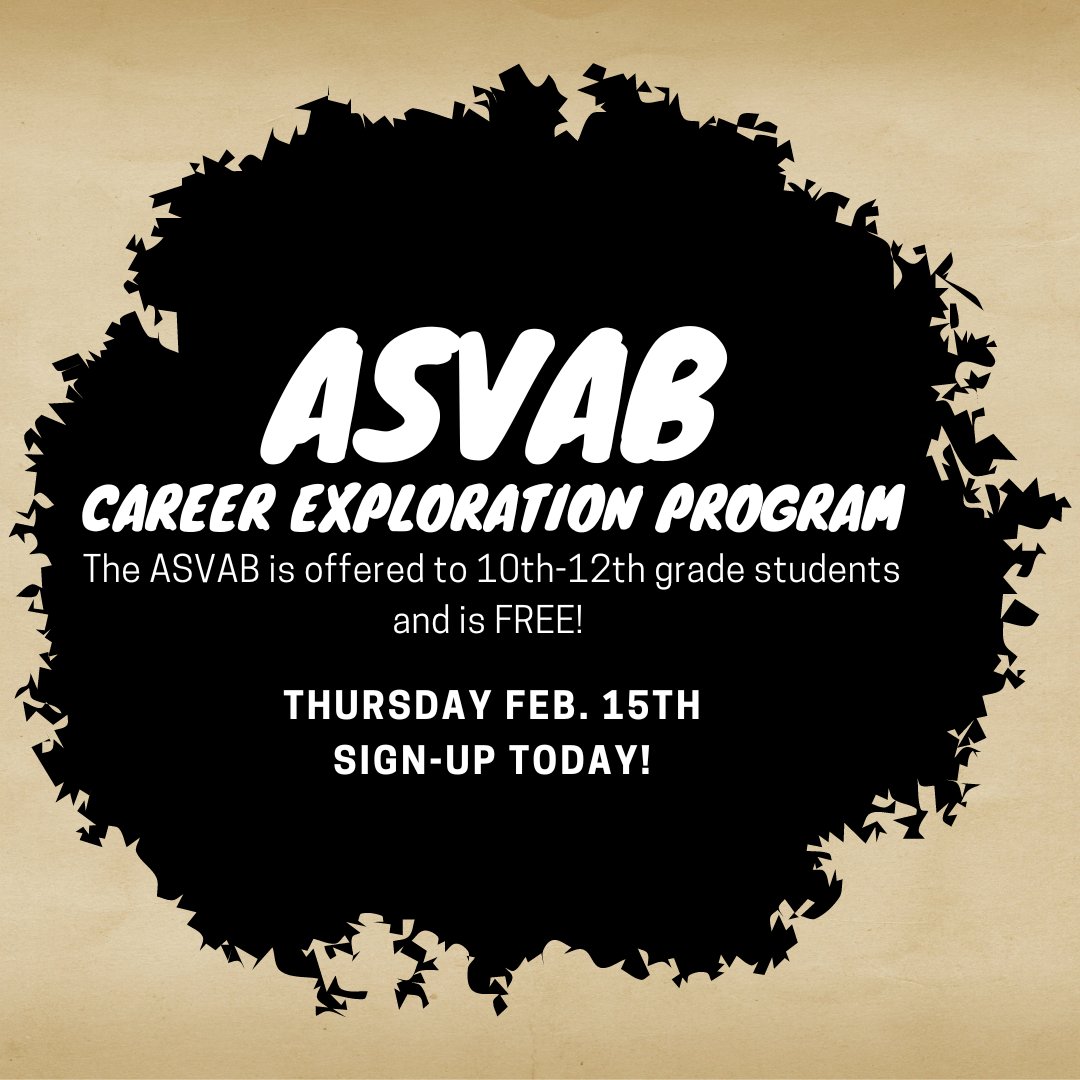 Are you unsure what you want to do for a career? The ASVAB Career Exploration Program will be @braswellhs on Thur. Feb. 15th and is FREE. Available to 10th-12th grade students. For more info contact Ms. Rhodes krhodes@dentonisd.org. Sign up today! docs.google.com/document/d/1a8…