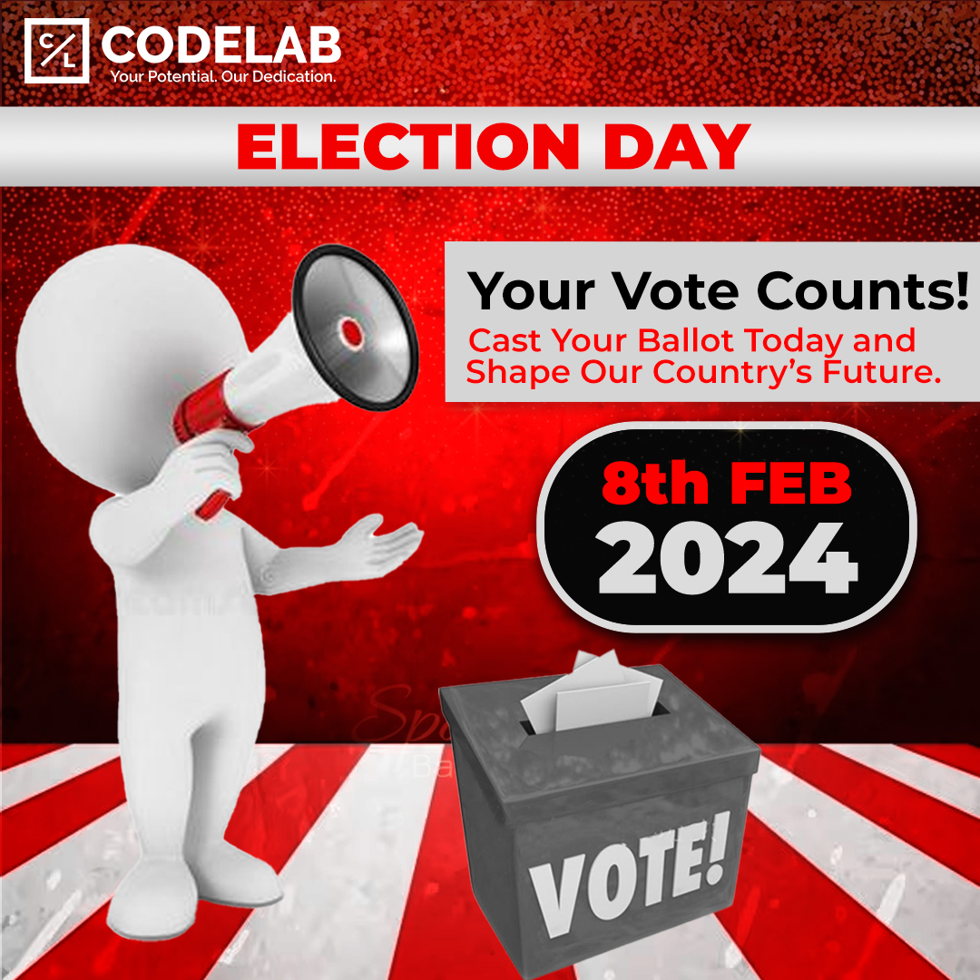 CodelabOfficial's tweet image. Election Day: Your Vote Counts!

Cast your ballot today and shape our Country&apos;s future!

#Codelab #elections #election2024