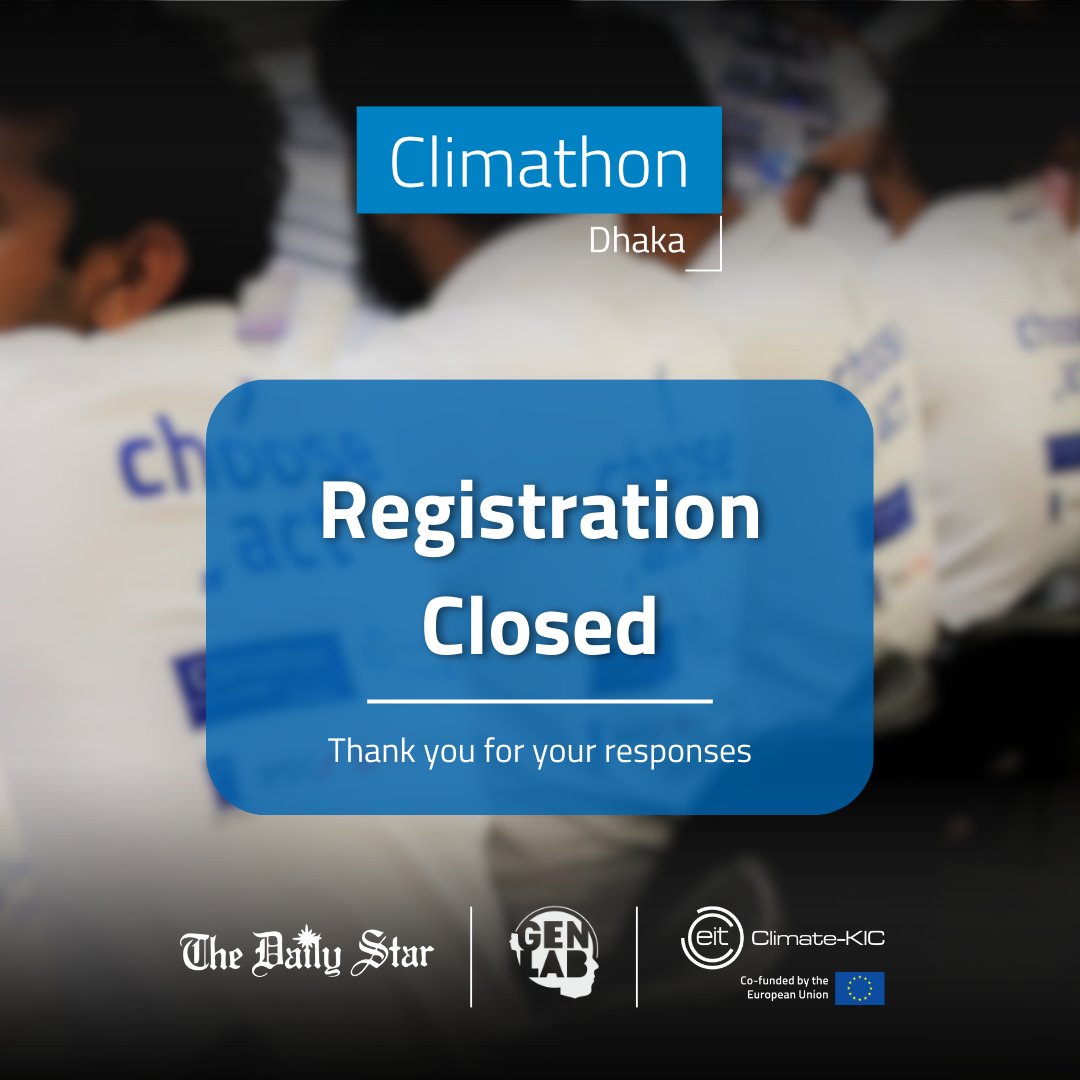 Registration for Climathon Dhaka is now closed. We are thrilled to announce that we have received an overwhelming 300+ registrations! Selected participants will be notified soon. Stay tuned for updates. #Climathon #ClimathonDhaka #ClimateYouth #SustainableCity