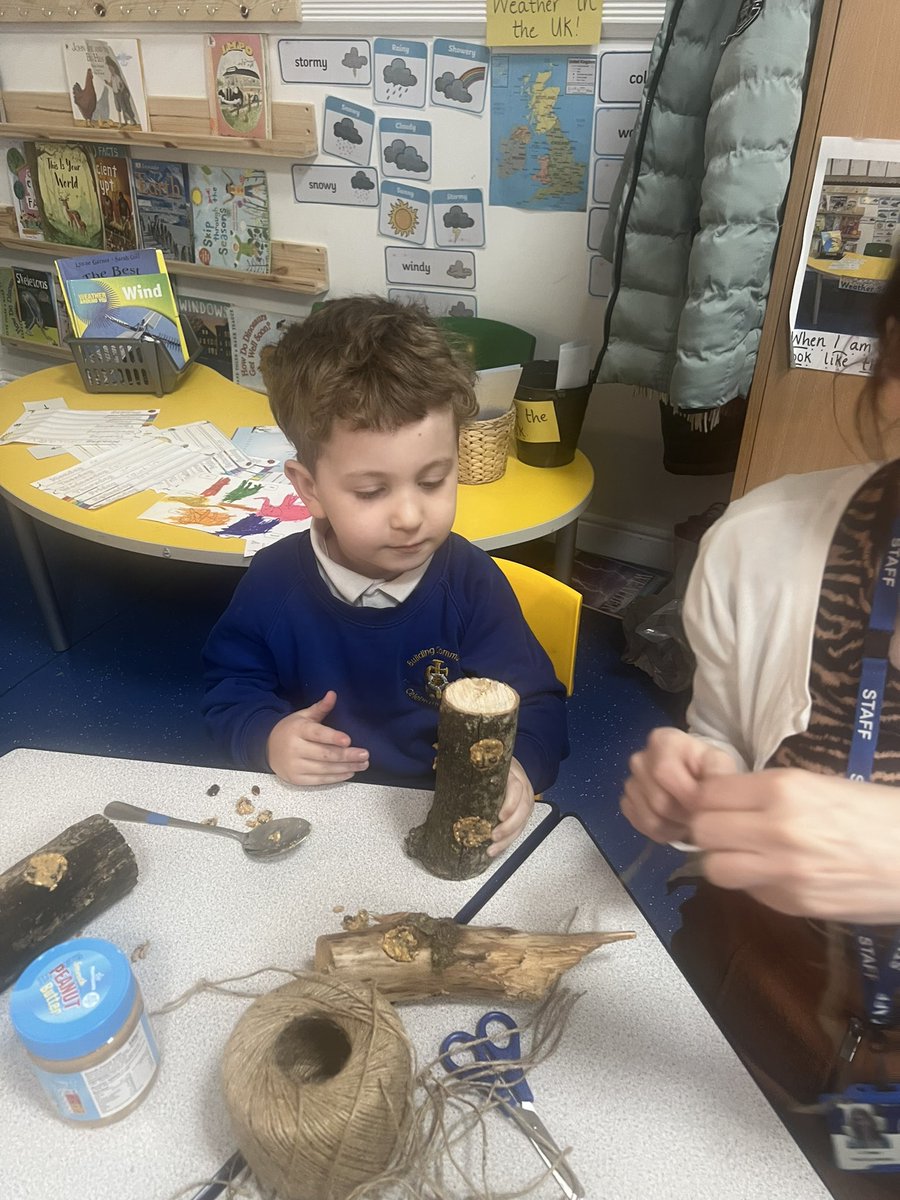 stjosephskly's tweet photo. #teamolive had a session with Sam @Stocksfield and learnt how to make bird feeders. We then drilled them and added a hook. Finally adding birdseed and peanut butter for the birds @SJKdt @SJKmentalhealthweek https://t.co/3FvxaaevZZ