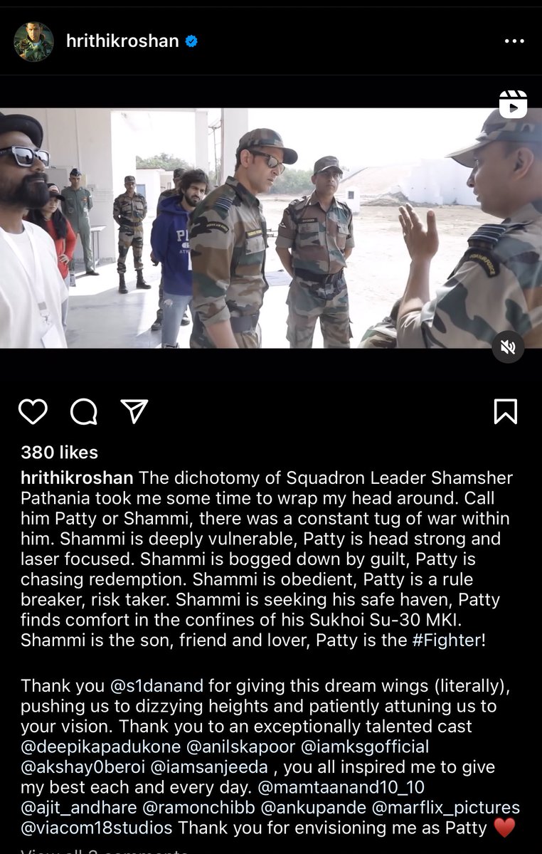 Hrithik pens a thank you note for the team of #Fighter ❤️ #HrithikRoshan #SiddharthAnand