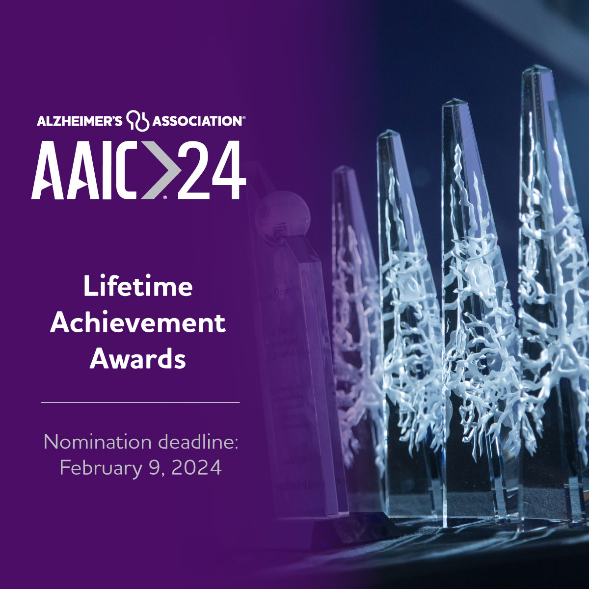 Submit a nomination today for the AAIC Lifetime Achievement Awards to help us recognize distinguished leaders in the field during #AAIC24. Nominations are due February 9. bit.ly/48IQA2O