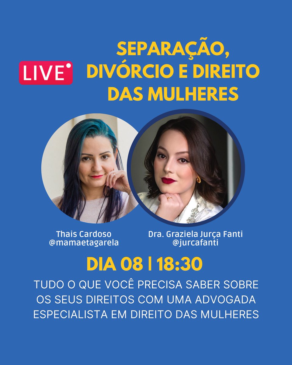 MamaeTagarela's tweet photo. Convidei a Dra. Graziela Fanti @jurcafanti, que é especialista em direito das mulheres, para tirar as dúvidas de todas as minhas seguidoras que estão querendo sair de uma união.
 Amanhã, 08/02 às 18:30 no Canal da Família Tagarela no YT.
https://t.co/GAWaF6ZZ4g
#separacao https://t.co/bZuYdtQWCw