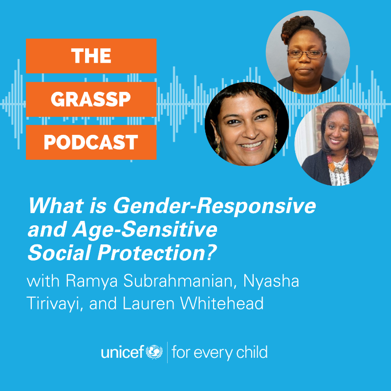 UNICEFInnocenti's tweet photo. What is Gender-Responsive &amp; Age-Sensitive Social Protection, or #GRASSP?

In episode 1⃣ of our new podcast, Nyasha Tirivayi, @ramyainnocenti &amp; @lwhitehead301 discuss the GRASSP research project &amp; the potential of #SocialProtection to address child wellbeing &amp; gender inequality.