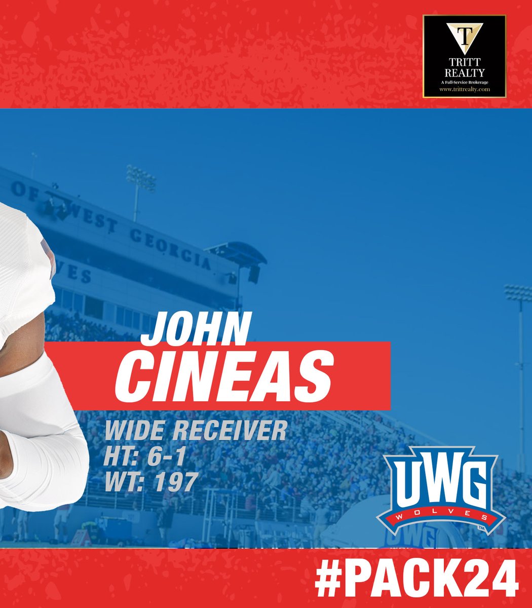 UWGFootball's tweet image. A ⭐️⭐️⭐️ playmaker outside is bringing his talents West!

John Cineas
🏈: Wide Receiver
🏡: Loganville, GA
🎓: Grayson HS
📏: 6-1 | 197
📽️: hudl.com/v/2LYim8

#WeRunTogether | #Pack24 | @TrittRealty