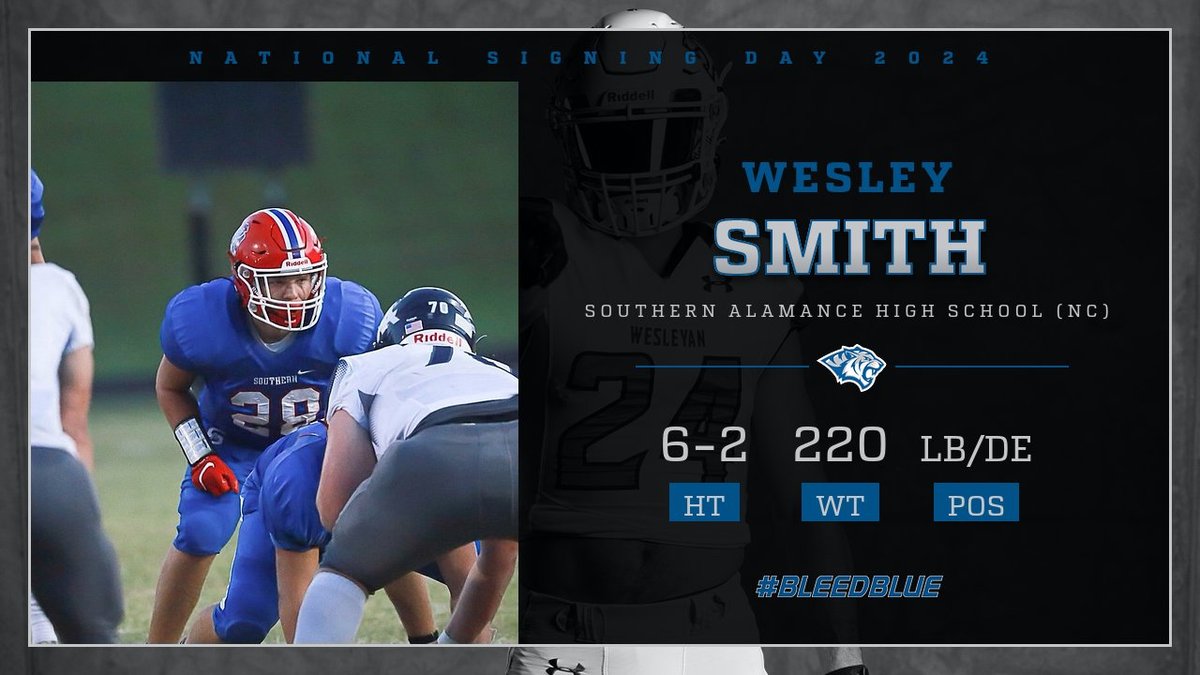 DWTigerFB's tweet photo. Switching over to the East Coast!

@WesleyS_28 recorded a career total of 263 tackles, blocked 5 kicks, forced 6 fumbles, and recovered 3 fumbles. Smith is a 4x 1st team All-Conference player &amp; a 1x All-Region Defensive team. He achieved a 4.37 GPA.

#bleedblue https://t.co/I7aG800W04