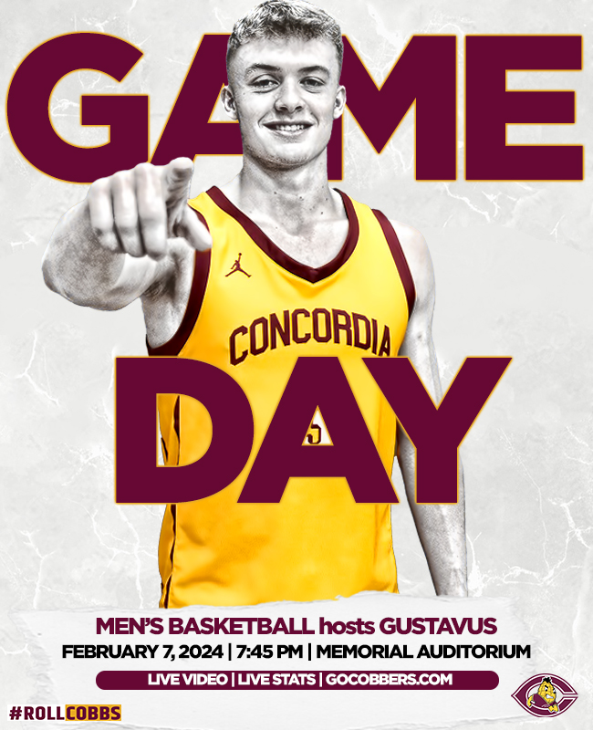 GAME DAY!
Men's basketball has won 3 of its last 4 games &amp; continues to push towards the MIAC playoffs when they square off against 3rd-place Gustavus. No one leaves Memorial until both games are in the 📚! 
Fans can also follow along with live video &amp; stats!
#RollCobbs🌽