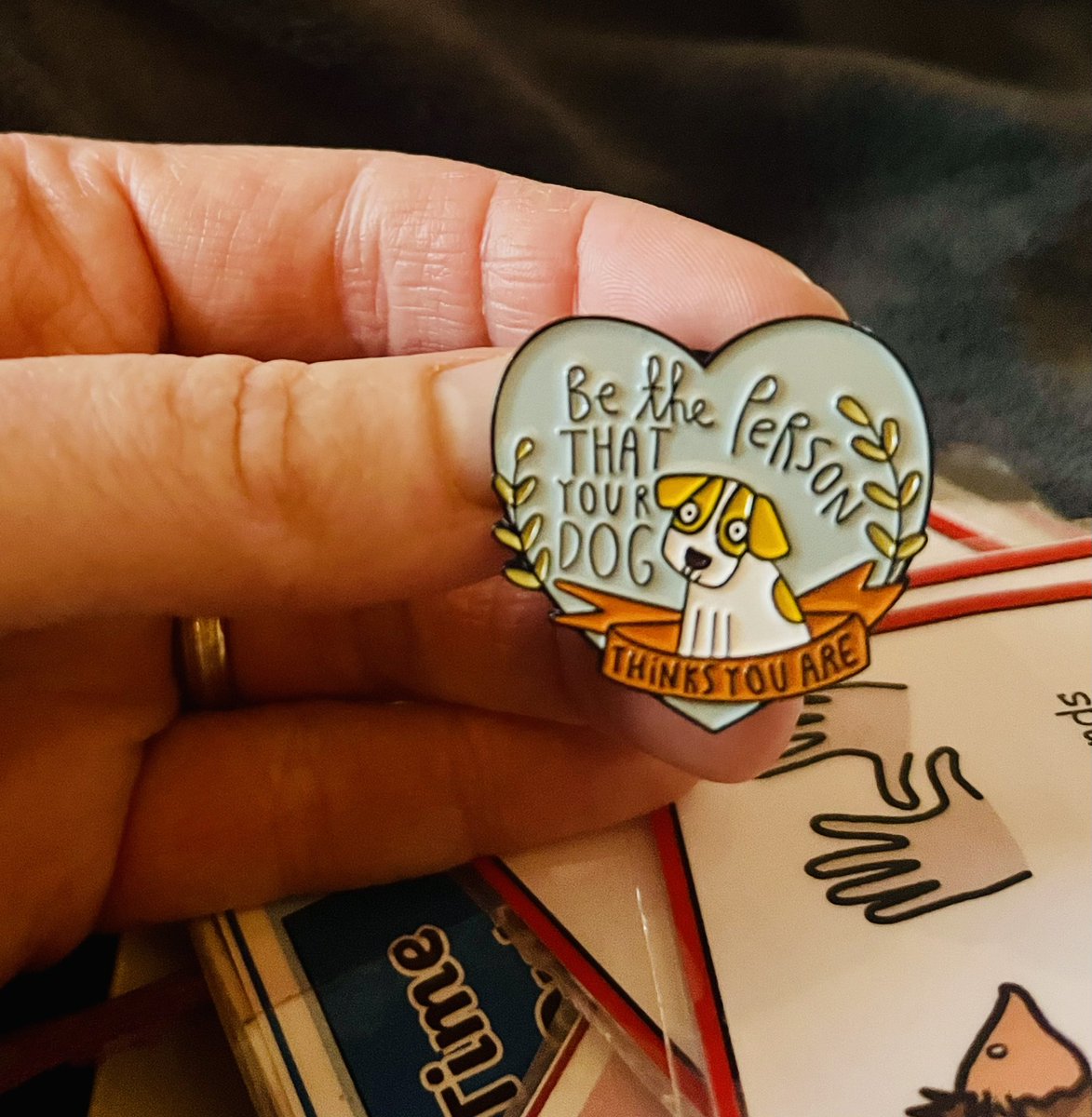 Be the person that your dog thinks you are. My first lanyard pin from a friend / colleague on #wellbeingwednesday I feel so lucky to be surrounded by people who make me smile so much 💚 #Friends #teacher #wellbeing #love #care #happiness #beagle #dog #smile