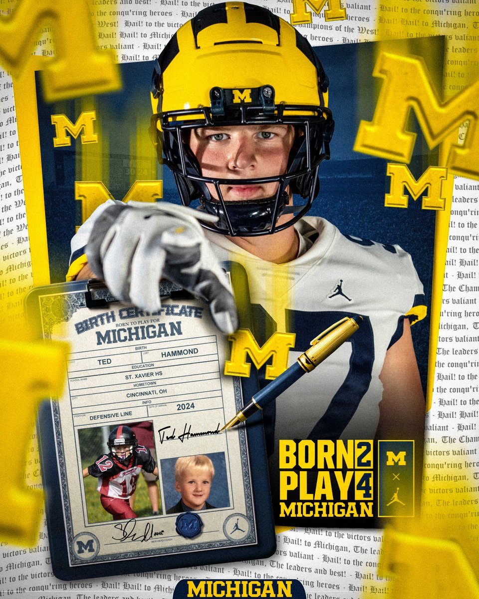 New Blue 〽️ Welcome home, @TedHammond14! #Born2Play4Michigan | mgoblue.com/signingday