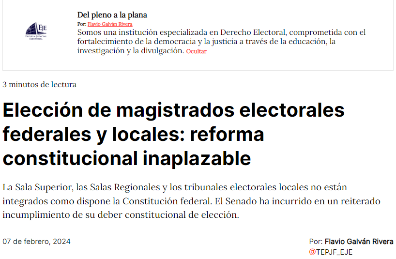 TEPJF_EJE's tweet photo. #DelPlenoALaPlana

“La Sala Superior, las Salas Regionales y los tribunales electorales locales no están integrados como dispone la Constitución federal. El Senado ha incurrido en un reiterado incumplimiento”: Flavio Galván
 
Léelo en @Pajaropolitico: https://t.co/wSZt6VFoHk

🗞️ https://t.co/LRMjtlQdEA