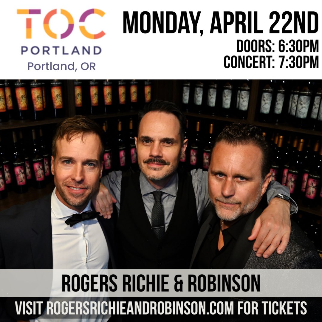 PORTLAND! See you at TOC Portland on Monday, April 22nd! We will be performing the music of Kenny Rogers, Lionel Richie & Smokey Robinson! Visit rogersrichieandrobinson.com/events for tickets. #rogersrichierobinson #lionelrichie #kennyrogers #smokeyrobinson #liveconcert #cruisin