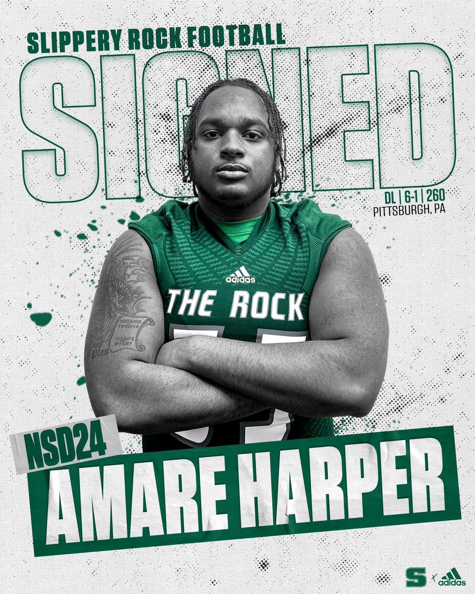 FB: Welcome to The Rock, Amare Harper! Amare was the WPIAL AA Century Conference Lineman of the Year and was All-Conference on both sides of the ball as an OL and DL at Sto Rox High School. #RockNSD24 

📰: bit.ly/486u434