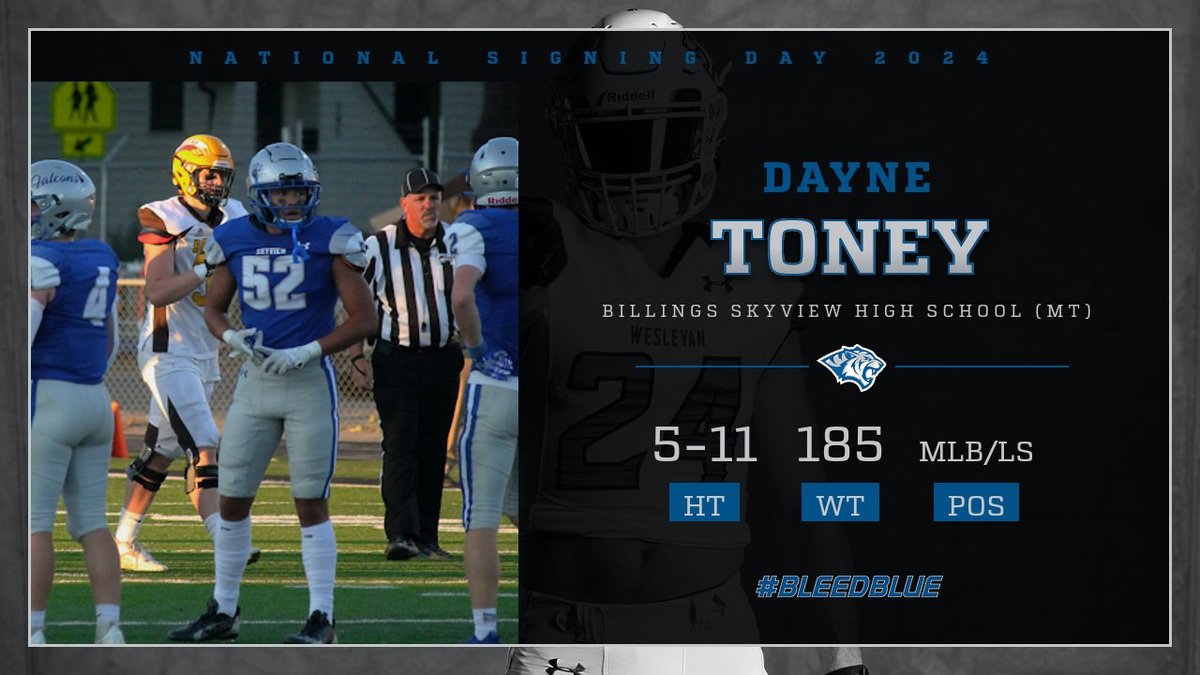 DWTigerFB's tweet photo. Jumping back to the Great Plains!

@DayneToney04 was a three-sport athlete in football, basketball, and track. Toney recorded 42 tackles, 2.5 sacks, 7 QB pressures, and 4 PBUs his SR year. He also earned All-Conference Honors and Academic All-State Honors.

#bleedblue https://t.co/DHunZwlTl5