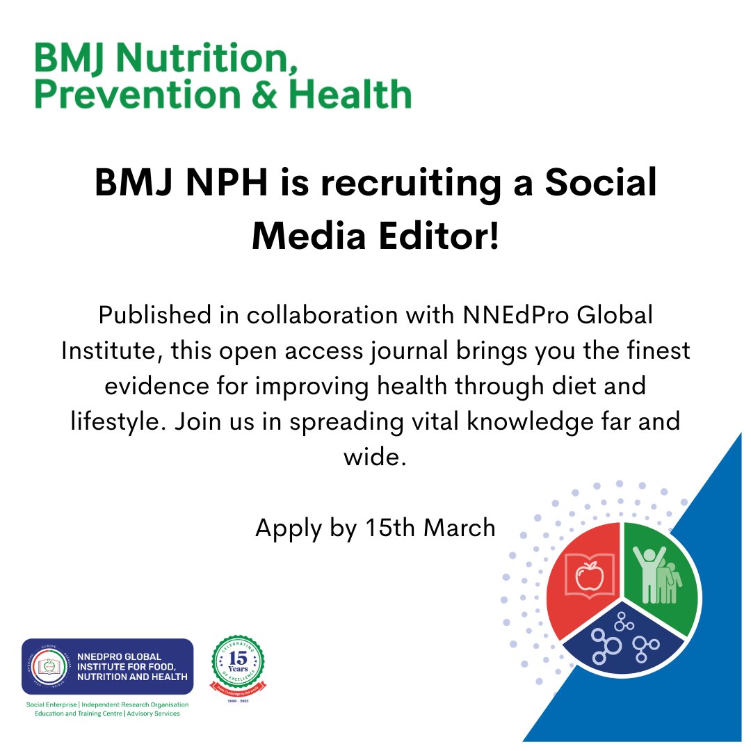 BMJ Nutrition, Prevention & Health aims to present the best available evidence of the impact of nutrition and lifestyle factors on the health of individuals and populations. BMJ publishes this open access journal in association with the NNEdPro Global Institute for Food,…