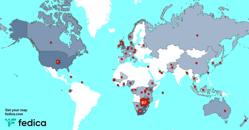 I have 8 new followers from Zimbabwe, and more last week. See fedica.com/!JabuShumba