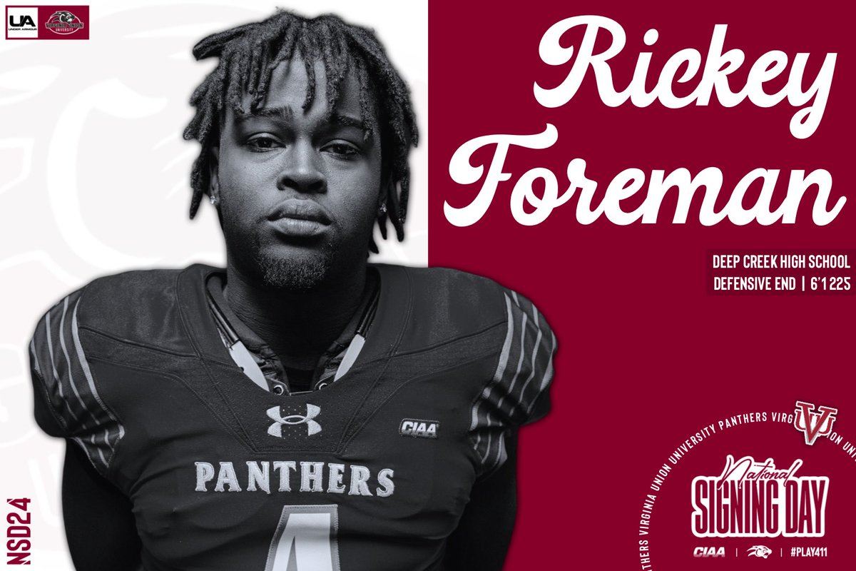 VUU_Football's tweet photo. Signed 🖊️📄
Welcome to Panther Nation 
Rickey Foreman Jr-DE
Deep Creek HS- VA
#PLAY411 https://t.co/5hvA9oqXwr