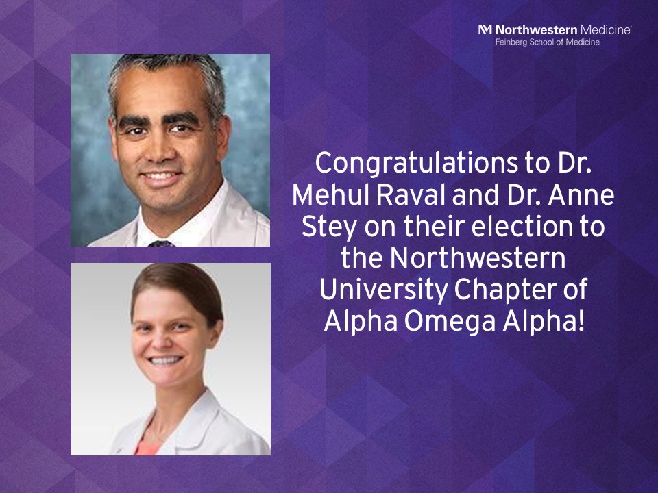 We are thrilled to announce that @mehulvraval and @AnneMStey have received the distinguished honor of being elected to the @NUFeinbergMed chapter of Alpha Omega Alpha. Congratulations!✨
