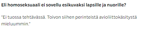 Jos tämä ei ole puhdasta homofobia, niin mitä se sitten ole?
yle.fi/a/74-20073242