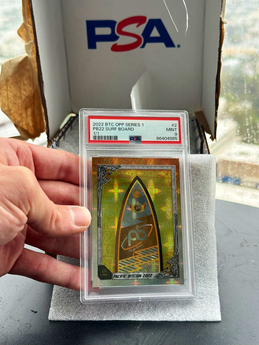 koilbreaksbtc's tweet photo. The @btc_cards Series One Card Two 1/1 from @PacificBitcoin 2022 is now officially slabbed by @PSAcard + looks great.
Shoutout to my friend for helping me acquire this grail 👑 Dont sleep on these cards, folks. The scarcity train waits for no one. @CardPurchaser https://t.co/zC0fdVx49k