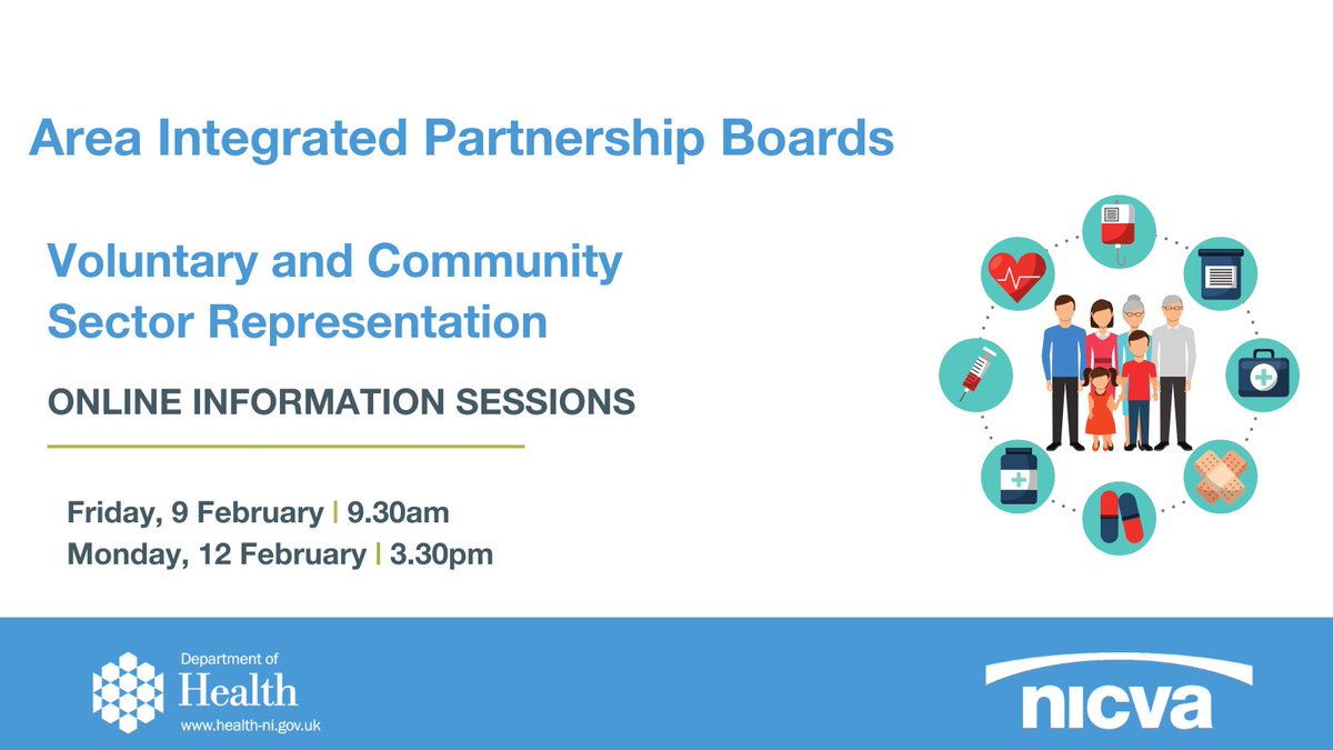 NICVA's tweet image. 5 Area Integrated Partnership Boards will be established in April as part of the Integrated Care System roll out across NI.

If you work in the #VolSec and want to get involved - register for our webinars with @healthdpt to find out how ➡️ bit.ly/3OArOKF