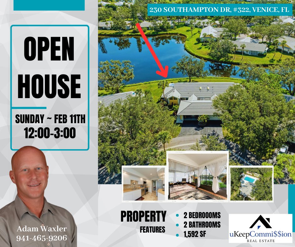🏈It's the day we've all been waiting for...It's SUPER...OPEN HOUSE SUNDAY!

⏰𝐃𝐚𝐭𝐞/𝐓𝐢𝐦𝐞: Feb 2/11 from 12:00-3:00

📍𝐌𝐚𝐩/𝐃𝐢𝐫𝐞𝐜𝐭𝐢𝐨𝐧𝐬:
ukeepcommission.com/230-southampto…

#OpenHouse #VeniceFL #VeniceFlRealEstate #VeniceFlRealtor