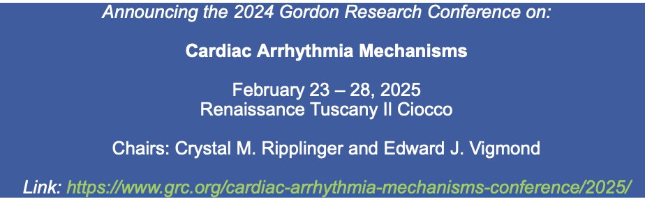 Mark your calendars for the 2025 GRC on Cardiac Arrhythmia Mechanisms-it will be in beautiful Il Ciocco on Feb 23-28, 2025. Applications are open and are already coming in! We are still planning the program, so let me or @VigmondEJ know if there's a topic you are dying to see!