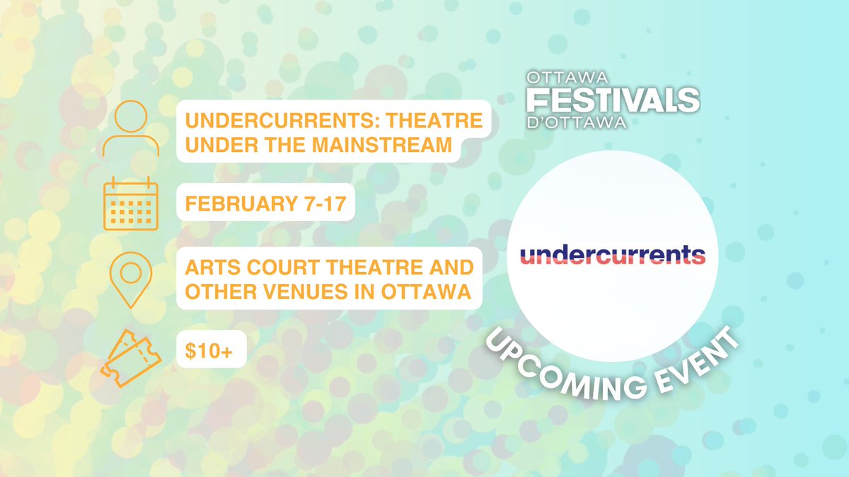 OttawaFestivals's tweet photo. Ottawa’s premier contemporary theatre festival is back! Presented by @ottawafringe, undercurrents has been showcasing some of the most innovative and thought-provoking works of art for over a decade. Info: https://t.co/Ag6wFoj100 🎤✨ #undercurrents #OttFestLive #OttawaFestivals https://t.co/VfvNwmV5FO