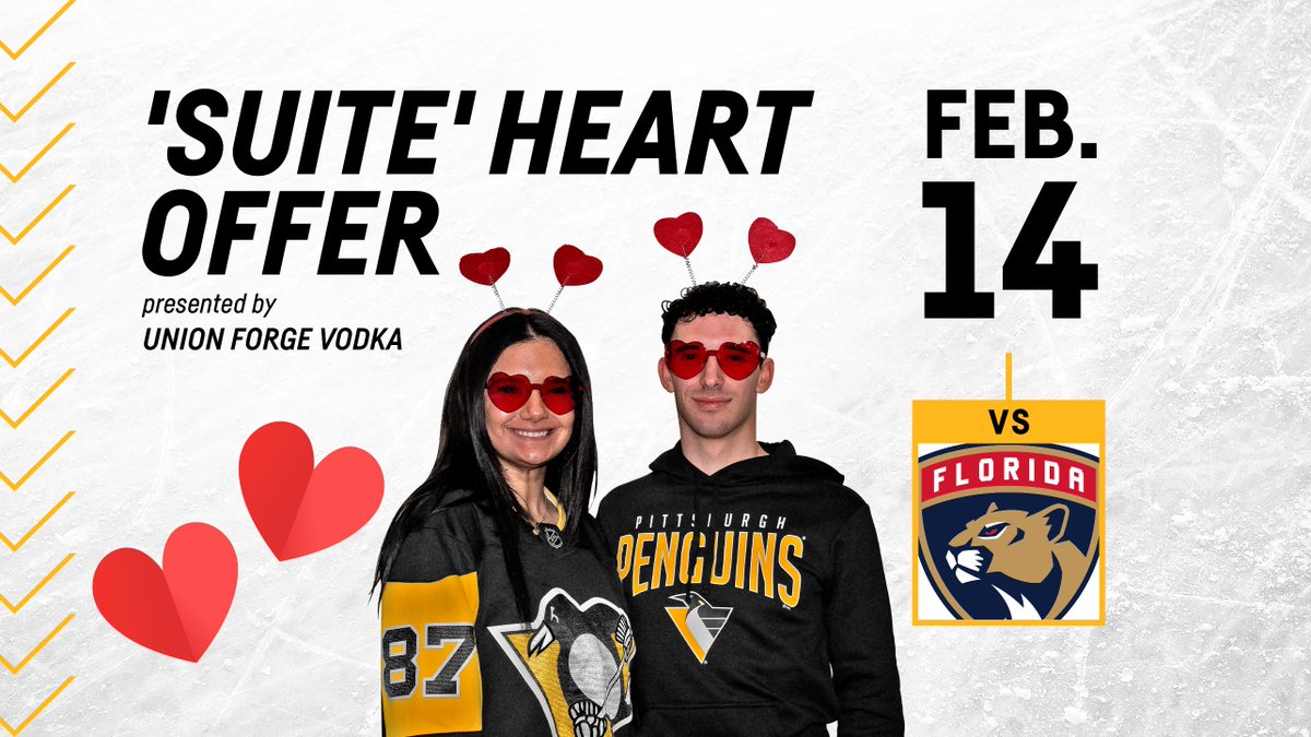 Share your love of @penguins hockey with someone special this Valentine’s Day! 🖤💛 Score Feb. 14 suite tickets + specialty cocktail sampling, a couple’s caricature drawing, light appetizers, and more! 🌹 Don’t delay on date night: pens.pe/49obKmV