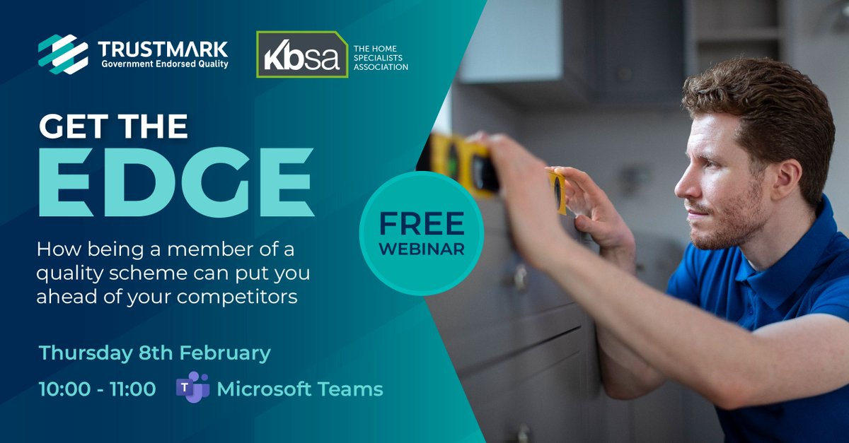 It’s not too late to register for the free Kbsa & @TrustMarkUK webinar – Get the Edge. Join us tomorrow, Thursday 8th February, 10:00-11:00 am. Register your interest here - buff.ly/42hUY6S #Kbsa #TrustMark #KBB #IndependentRetailers #ConsumerProtection