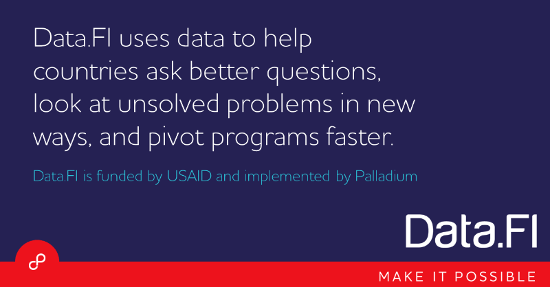 PalladiumImpact's tweet photo. Today we're putting the spotlight on @DataFIProject, our USAID-funded project that helps countries strengthen health information systems to find efficiencies in the health sector, track and rapidly respond to the HIV epidemic and emerging health threats, and improve client care!