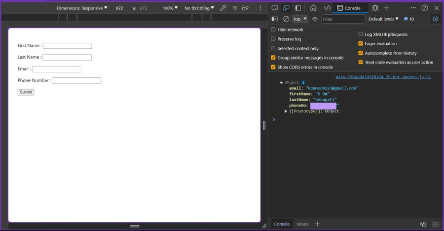 k0msenapati's tweet photo. 🚀 Day 7: Leveled up with React Hook Form! Created a sleek form with validation using react-hook-form, ensuring data integrity. Seamlessly handled form submission and reset for a smooth user experience. #Day7Win ✅@rancho2002oct https://t.co/rAPbf0SsCS