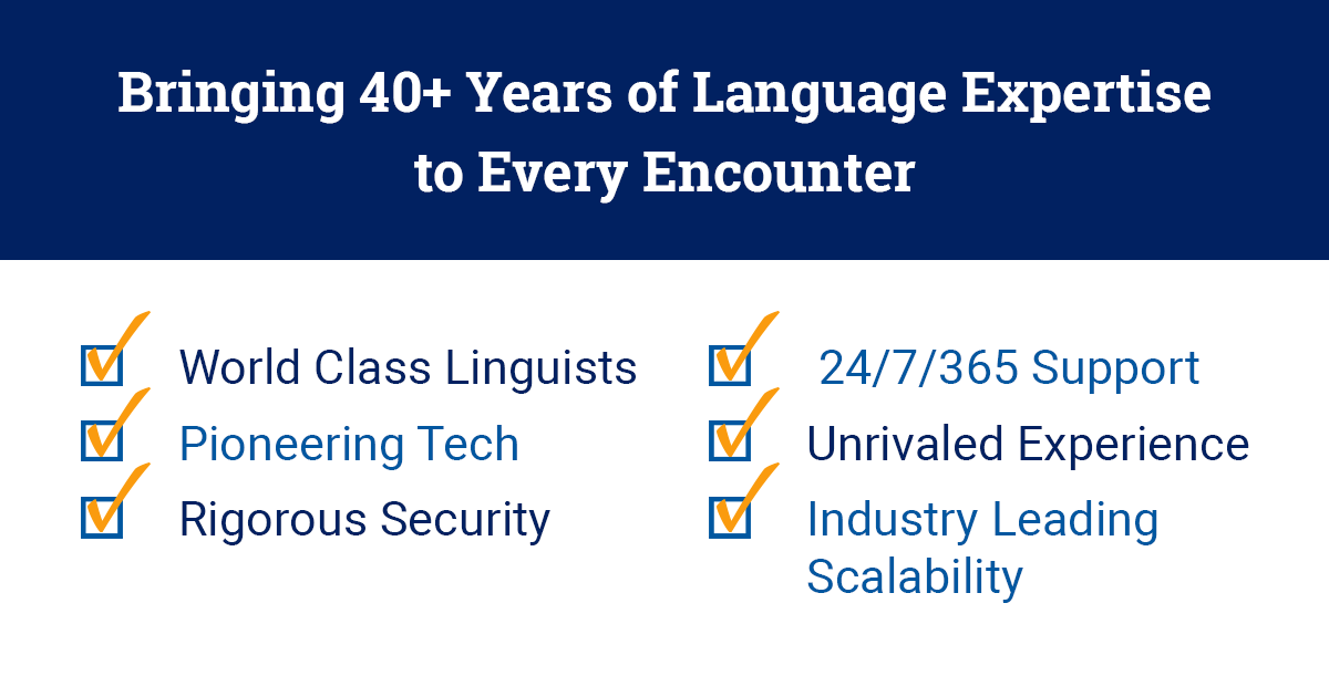 LanguageLine's tweet photo. Our expert linguists handle 75 million interactions annually—more than two every second. Let us be your total language solutions partner.

💻 https://t.co/Q3SqgQfExG

#LanguageLineSolutions #LanguageServices https://t.co/iVnvBgiO1e