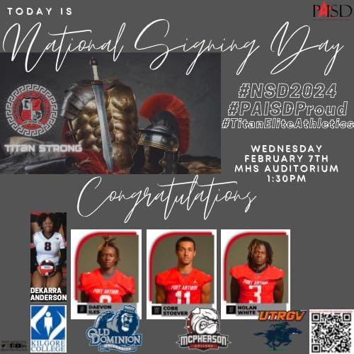 Congratulations to all signing letters of intent on this National Signing Day, today at 1:30 PM.

#Anderson🥎 
#Iles🏈  <a href="/Daevon_Iles24/">Daevon Iles</a> 
#Stoever🏈 <a href="/CobeStoever/">Cobe Stoever</a> 
#White🏈 <a href="/NolanWh23253536/">Nolan•White</a> 

Shoutout to our #DualSportAthletes! Let’s go to work!💪🏽 #NSD  #NSD2024