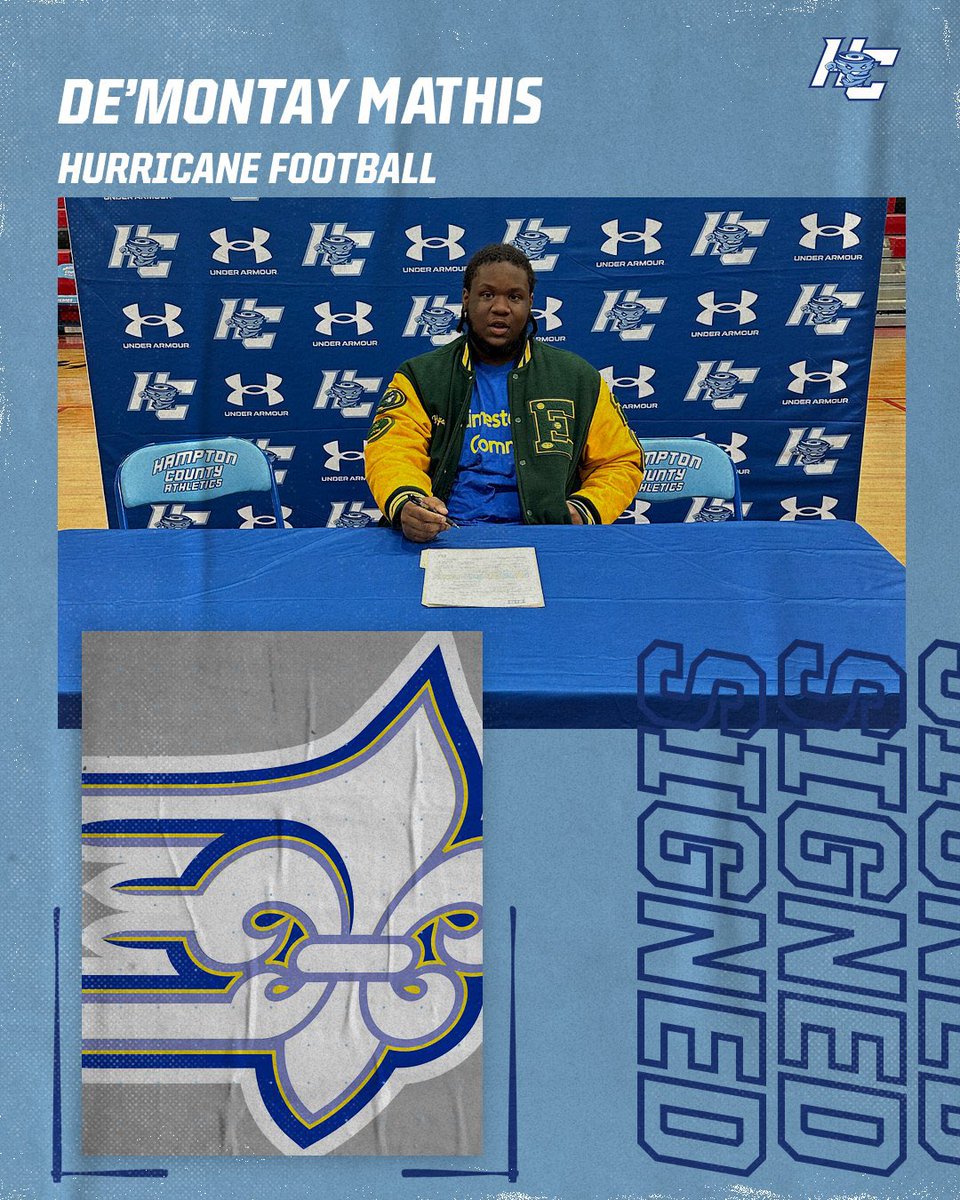 Hampton County High School Football (@hchurricane_fb) on Twitter photo Congrats <a href="/DemontayMathis/">De’Montay Mathis</a> for signing with <a href="/LimestoneFB/">Limestone Football</a> ! #Brotherhood #RecruitHampton Congrats <a href="/DemontayMathis/">De’Montay Mathis</a> for signing with <a href="/LimestoneFB/">Limestone Football</a> ! #Brotherhood #RecruitHampton