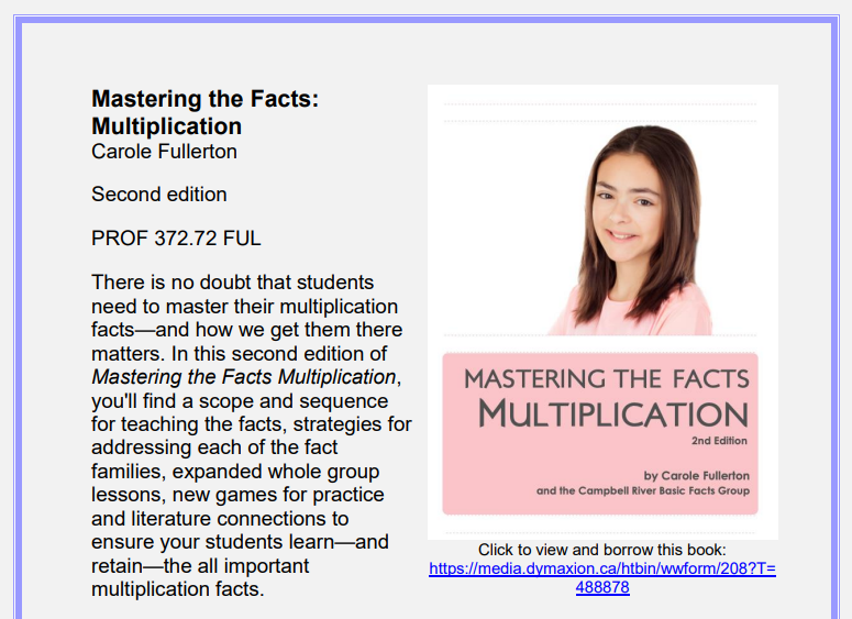Check out our new Professional books from the Mastering the Facts series by Carole Fullerton: Addition, Subtraction, and Multiplication! tinyurl.com/ywjv9jc9 @SD57PG