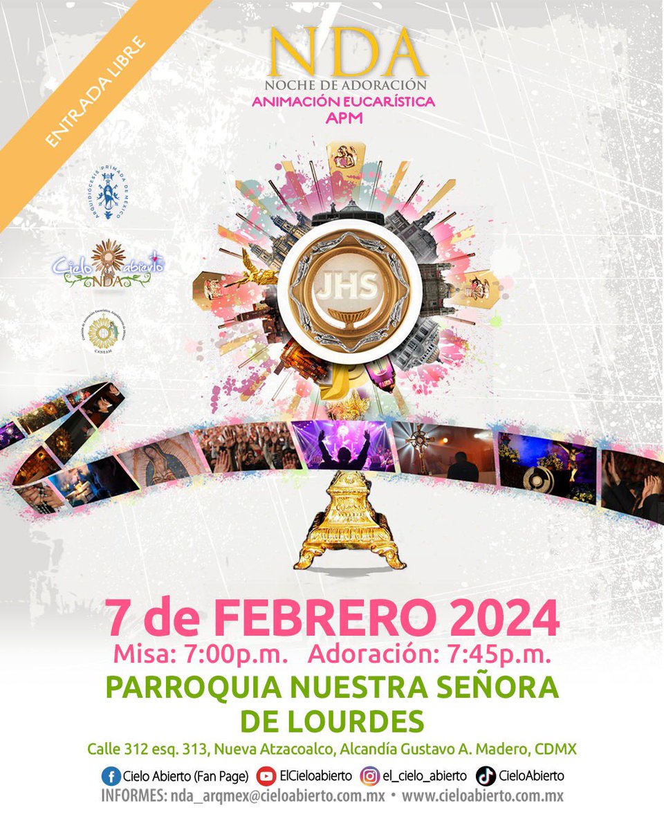 Misión permanente de Noches de Adoración, en la Ciudad de México 🇲🇽. 
Adorar a Jesús es un privilegio para nuestra vida. Te invitamos a este encuentro de 🧡 amor, frente al Rey Todopoderoso.
¿Asistirás?
