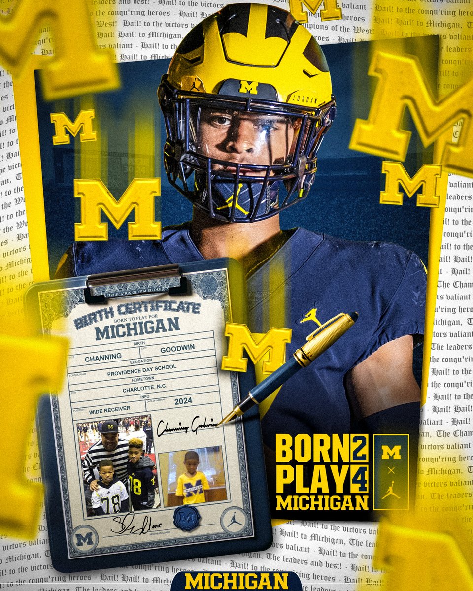 New Blue 〽️ Welcome home, @ChanningGoodwin! #Born2Play4Michigan | mgoblue.com/signingday