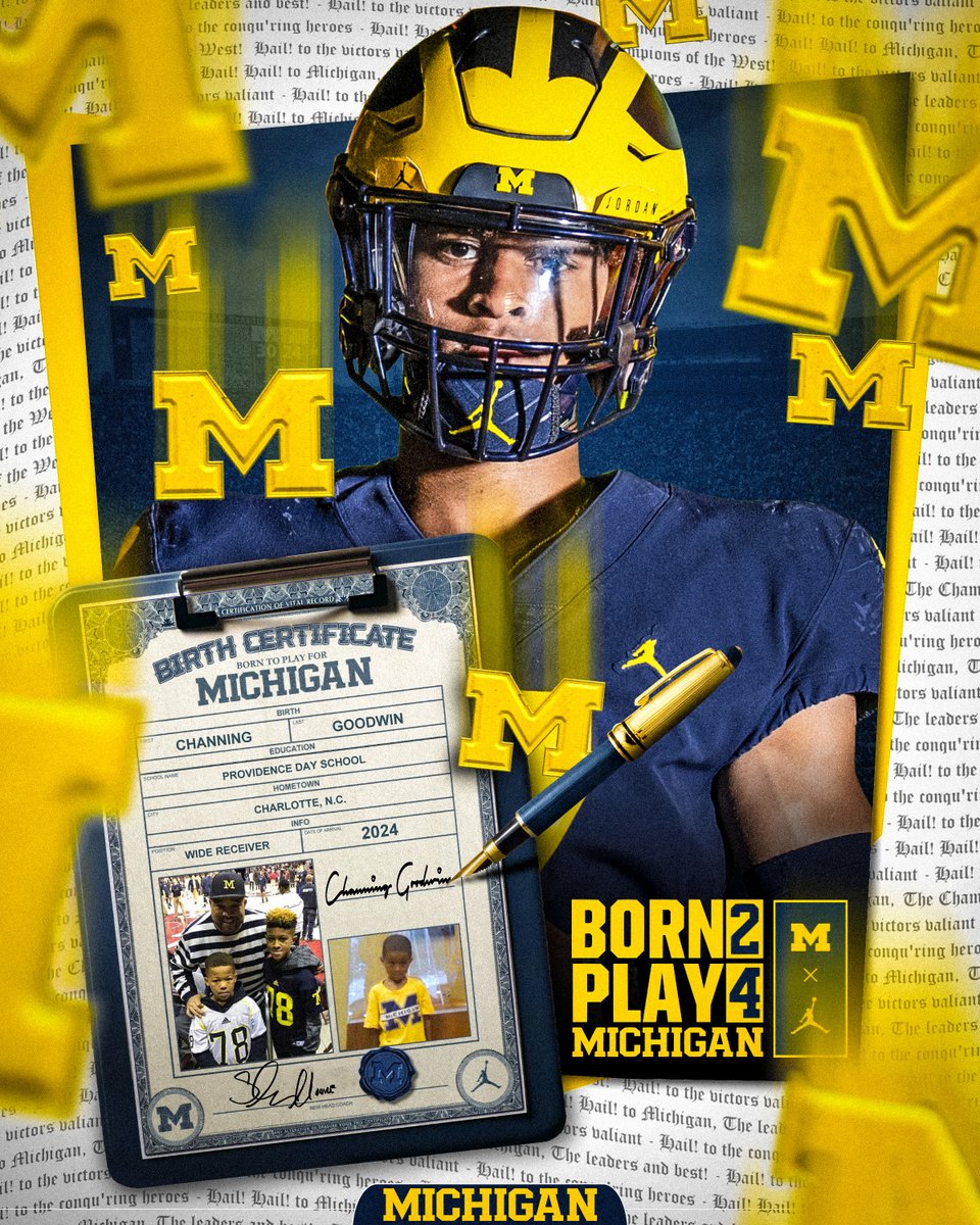 New Blue 〽️

Welcome home, <a href="/ChanningGoodwin/">Channing Goodwin</a>!

#Born2Play4Michigan | mgoblue.com/signingday