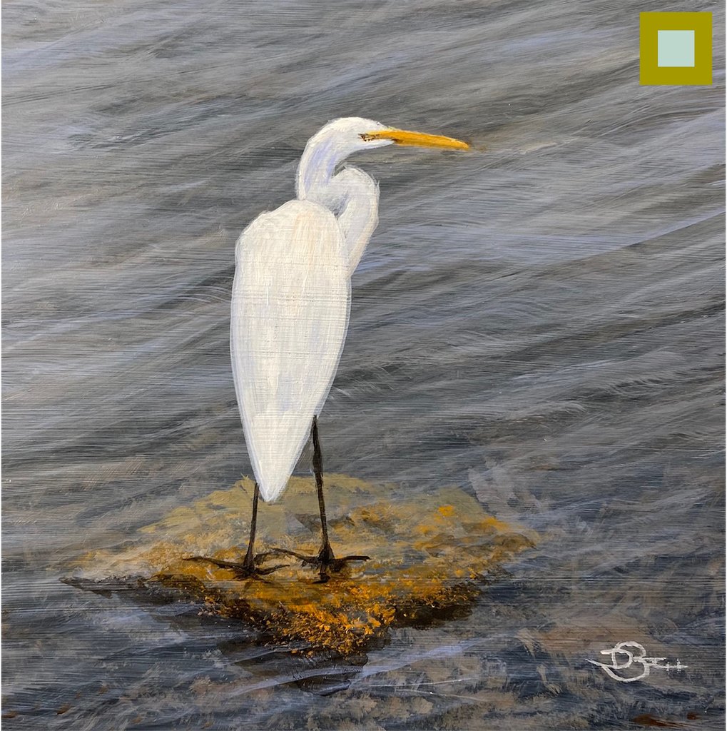 What would a landscape be without the wildlife it harbors? At Small Works: Glow we have you covered! #artgallery #bostongallery #newburystreet #newburystreetgallery #copleysocietyofart #boston #fineart #cosogallery #copleysociety #nonprofitart #bostonart #art #beach #sky