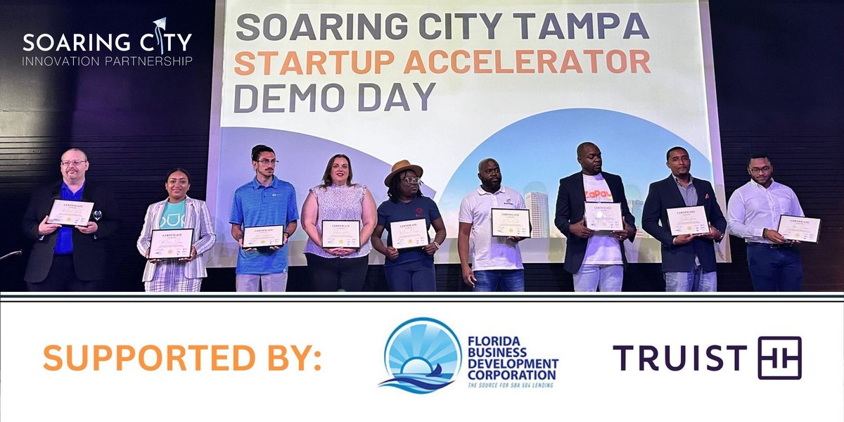 On February 26th Soaring City's 2nd Business Accelerator cohort will deliver their company pitches at Demo Day. Hear from some of Tampa Bay's up-and-coming startup founders in this high-energy, fun showcase. Please RSVP for this free event at buff.ly/3w8znBR #fbdc #Truist