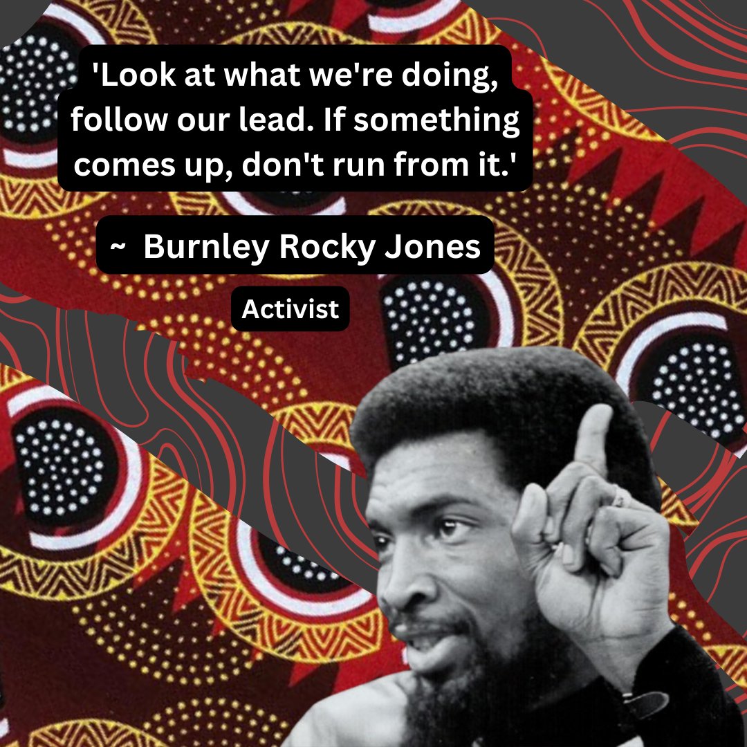 Day 7: 'Look at what we're doing, follow our lead.If something comes up, don't run from it.' - Burnley Rocky Jones 

#activst 
#advocate 
#teacher 
#revolution 
#AHM2024 
#blackhistory 
#blackcreators