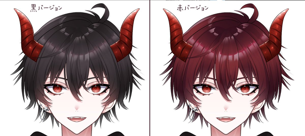 今回のキャラクターは髪色変化がついています。
悪魔の力を使うと黒→赤に変化します

#LIVE2D依頼 #イラスト依頼 ( 赤 #akaihakai) 