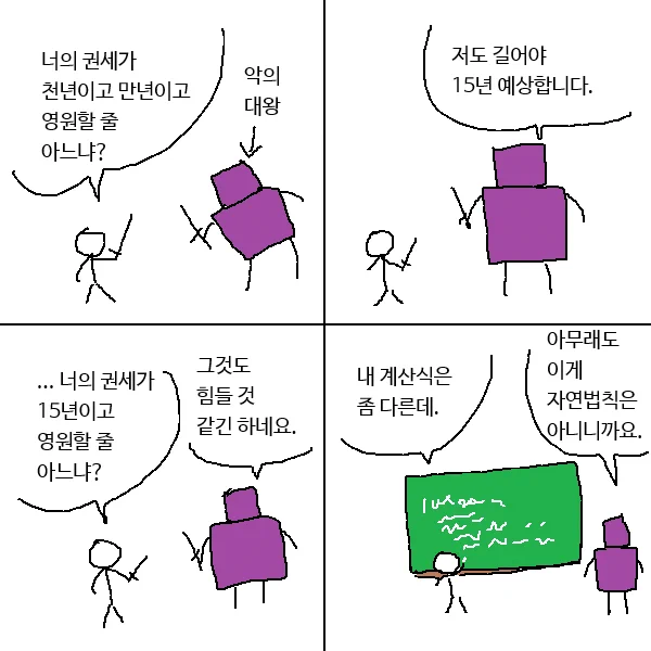 너의 권세가 천년만년 영원할 줄 아느냐 