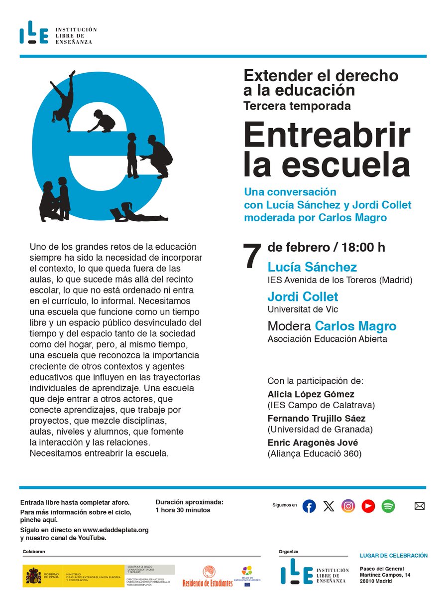 Un espacio siempre se define por su contorno. No solo por la forma de ese contorno, sino también por sus características concretas: porosidad, transparencia, grosor, flexibilidad, sentido..

Pensando en la escuela y sus fronteras. Hoy a las 18h (streaming) youtube.com/watch?v=qTKjQo…