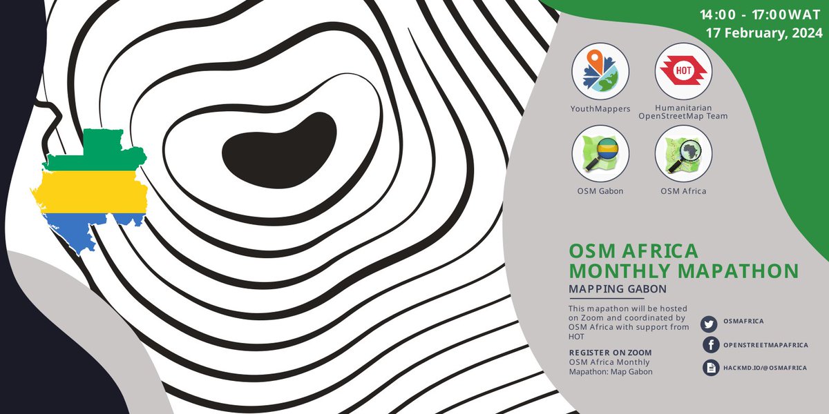 📢Join us for our February Mapathon in collaboration with <a href="/OsmGabon/">OSM Gabon</a> to #MapGabon🇬🇦 Secure your spot now and be part of mapping efforts for a better tomorrow. Register here👉us06web.zoom.us/meeting/regist…
