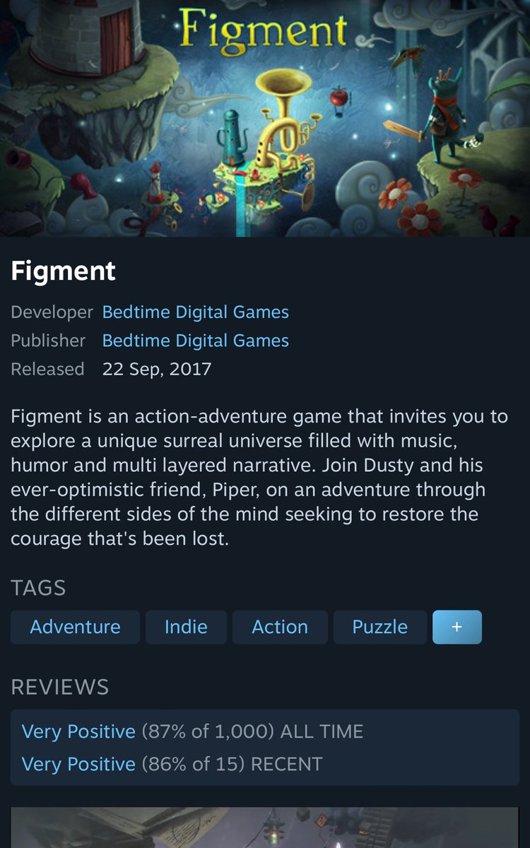 Figment has officially reached 1000 reviews on Steam with a «Very Positive » rating!! 

Thank you to everyone who has played the Figment games 🫶